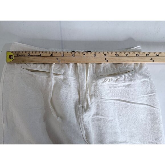Armani Wide Leg Pants Womens Size XS (25 X 28) White Cotton Drawstring Resort Ca - Picture 8 of 11